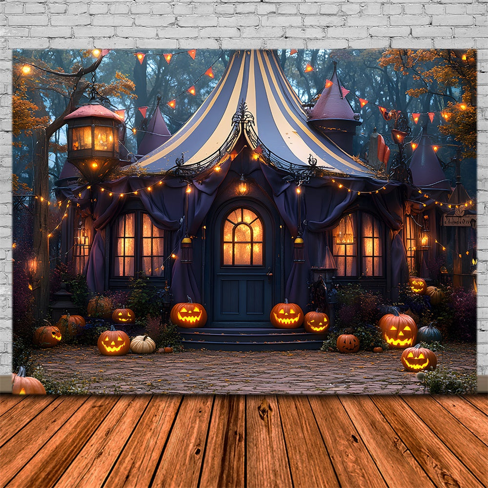 Sfondo Di Lanterne Di Zucca Della Tenda Incantata Di Halloween RR8-380
