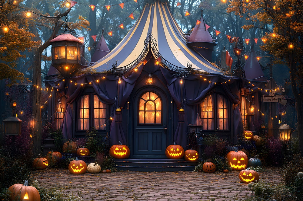 Sfondo Di Lanterne Di Zucca Della Tenda Incantata Di Halloween RR8-380