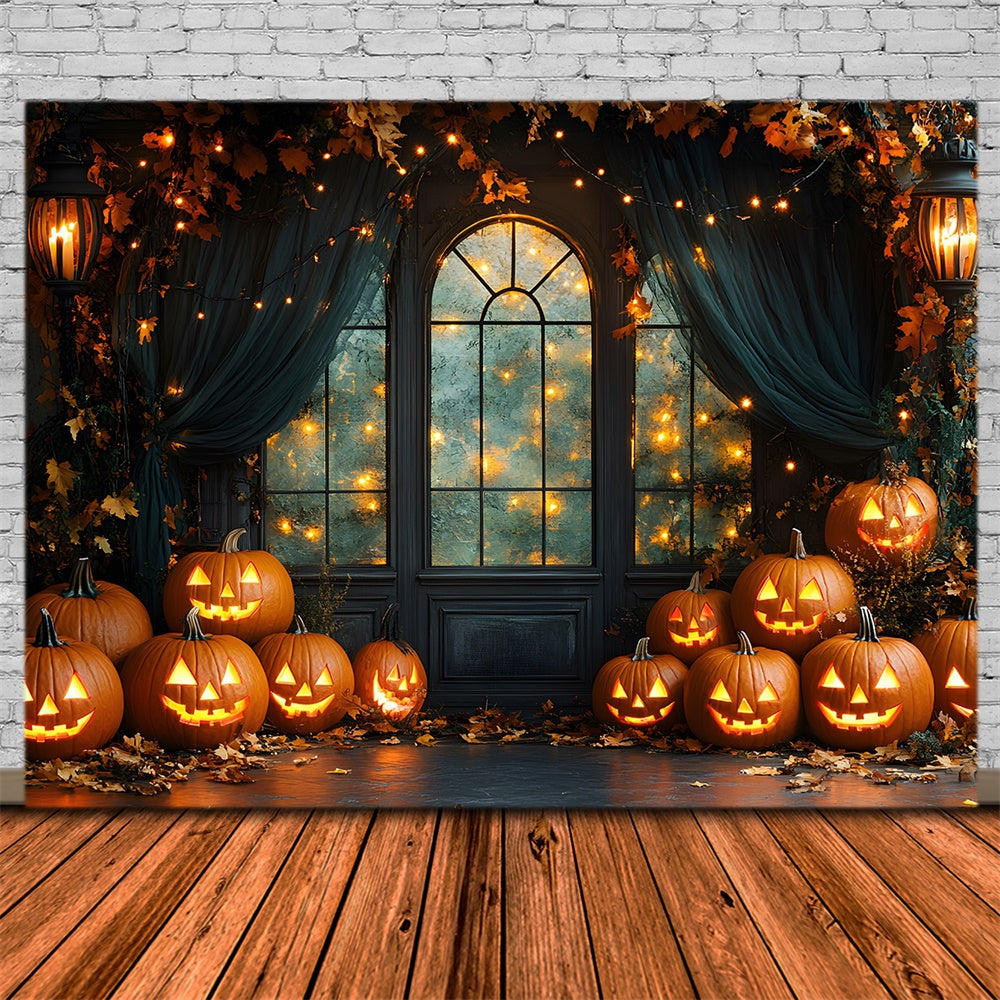 Sfondo Decorato Con Luci Di Zucca Per Finestra Di Halloween RR8-385