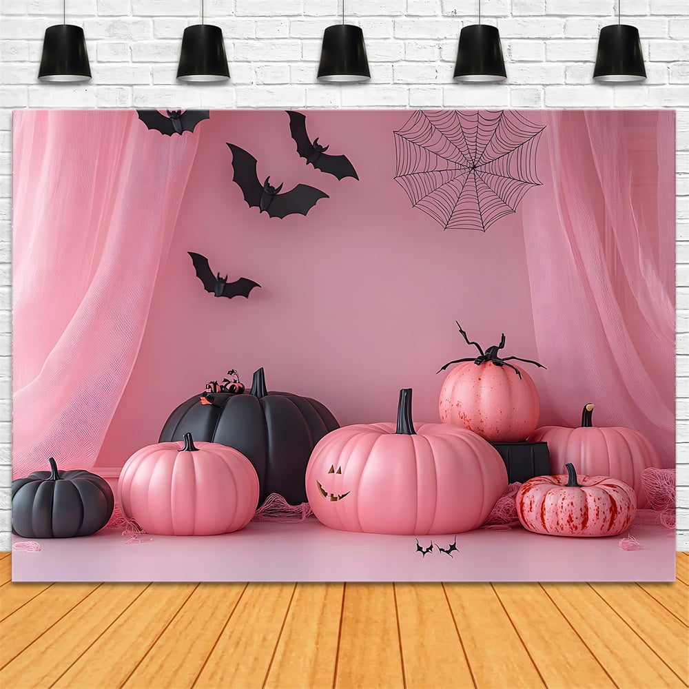 Sfondo Di Halloween Con Zucche Rosa Per Tende RR8-386