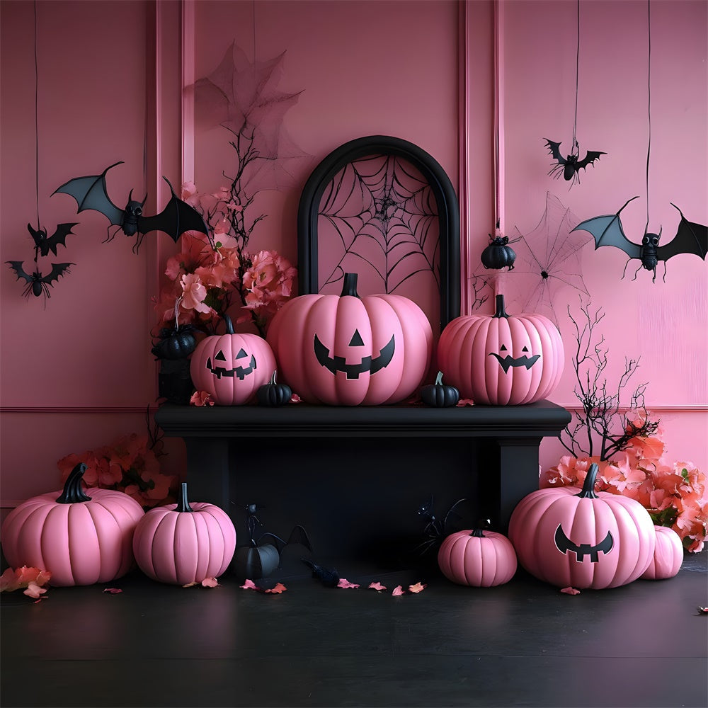 Sfondo Di Halloween Pink Evils Zucche Pipistrelli RR8-389