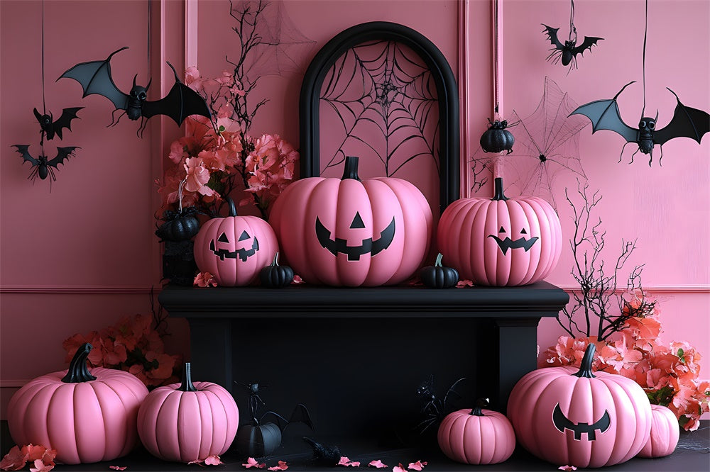 Sfondo Di Halloween Pink Evils Zucche Pipistrelli RR8-389