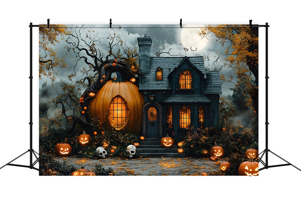 Sfondo Della Casa Magica Della Zucca Della Luna Di Halloween RR8-392