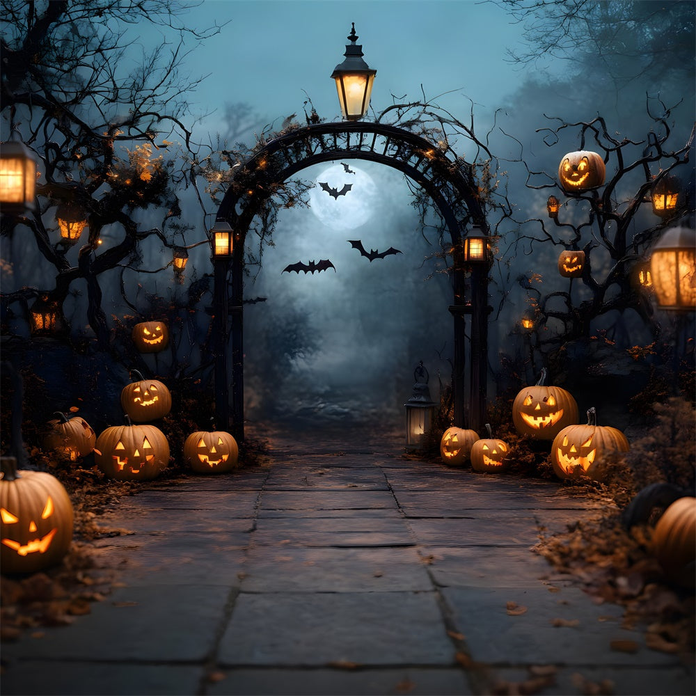 Sfondo Di Notte Di Luna Piena Del Cimitero Di Halloween RR8-394