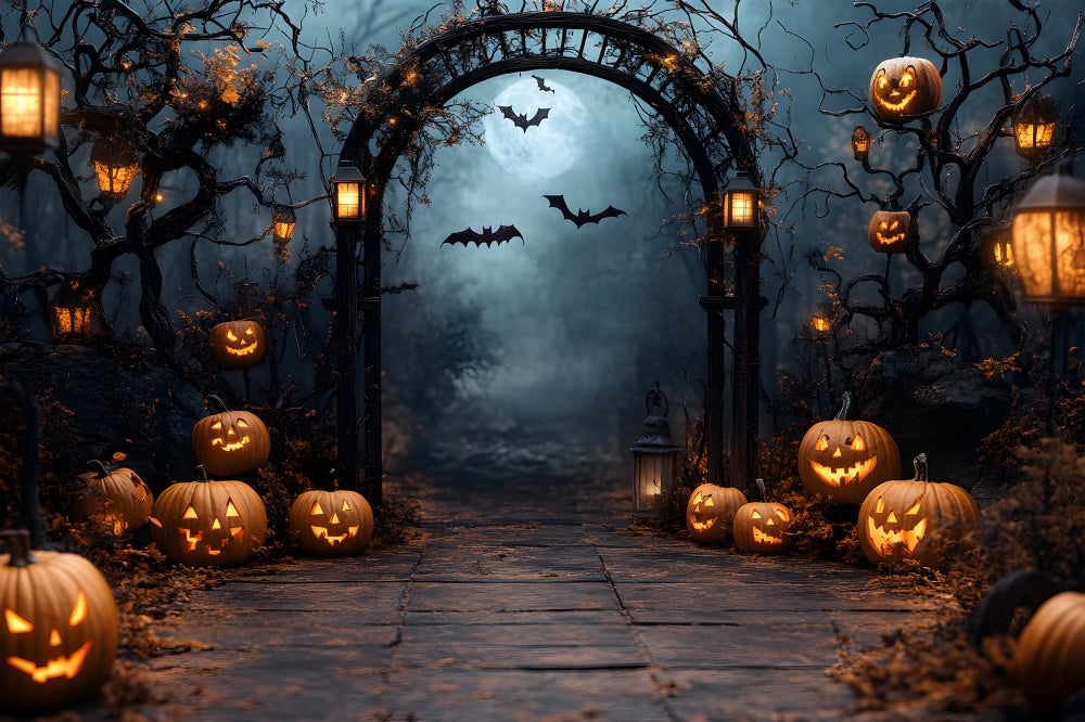 Sfondo Di Notte Di Luna Piena Del Cimitero Di Halloween RR8-394