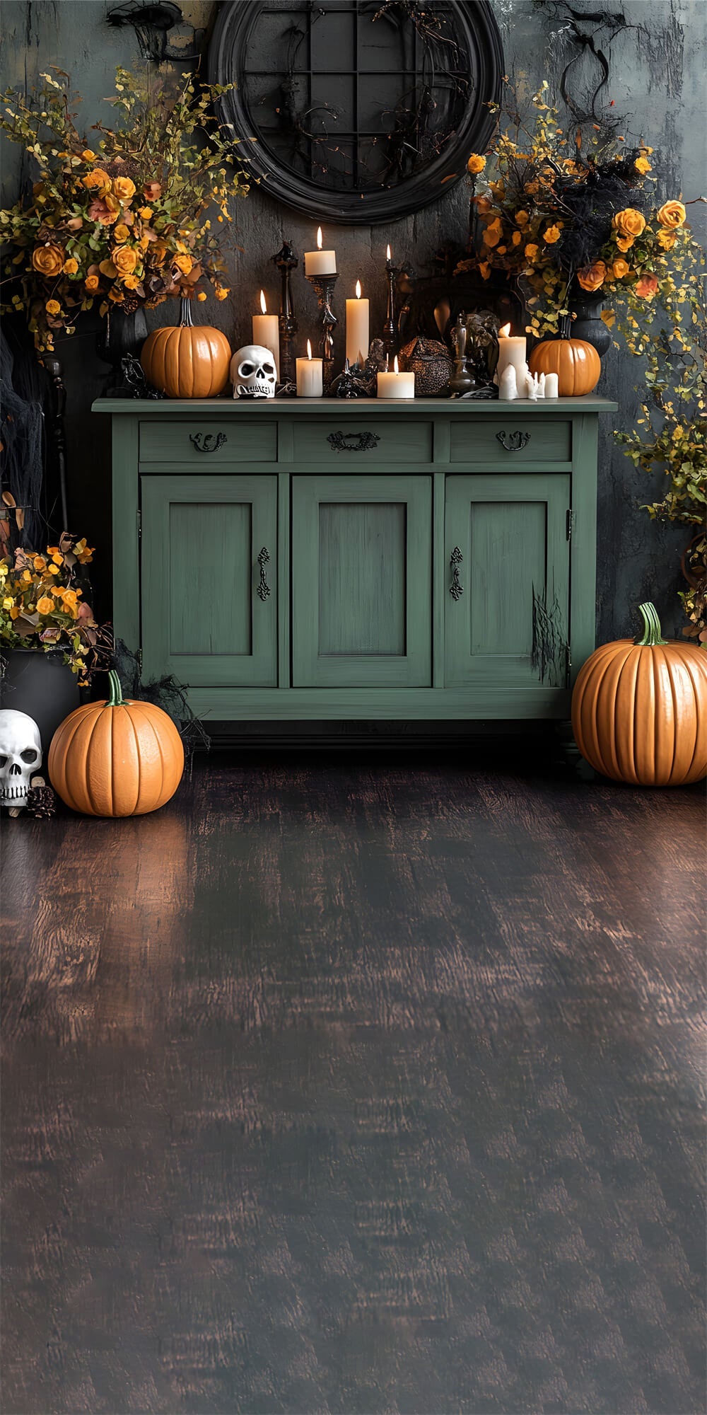 Sfondo Di Zucca Con Fiori Di Zucca Rustici Di Halloween RR8-398