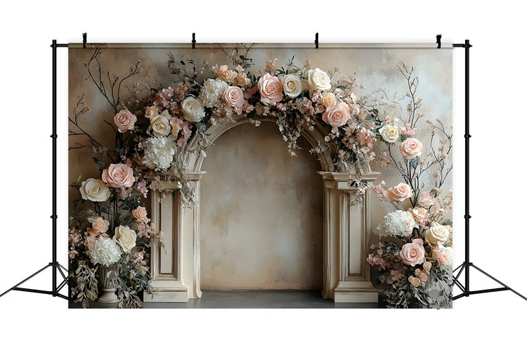 Sfondo Rustico Boho Con Arco Da Giardino Di Rose RR8-407