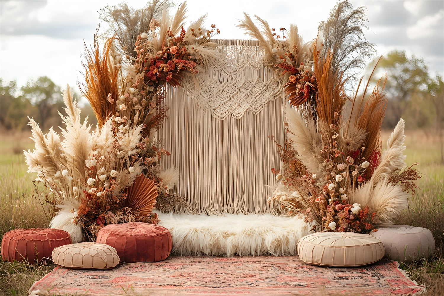Sfondo Di Matrimonio In Macrame Boho Pampa RR8-412