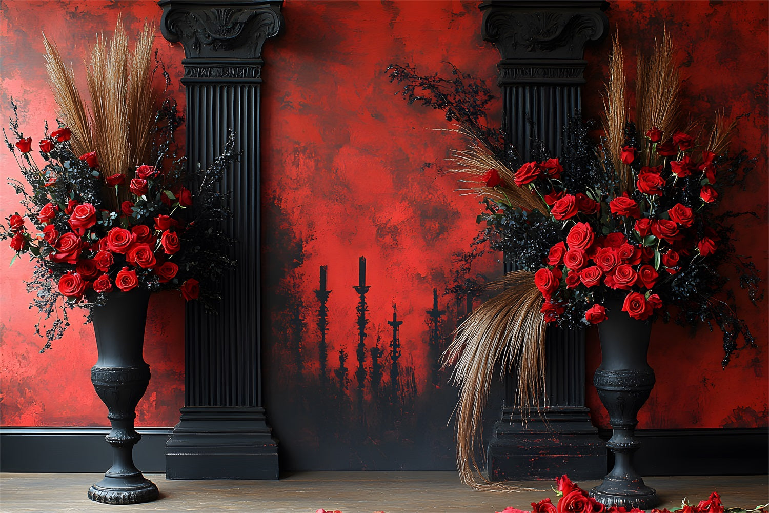 Sfondo Candela Boho Con Rosa Rossa Gotica RR8-422