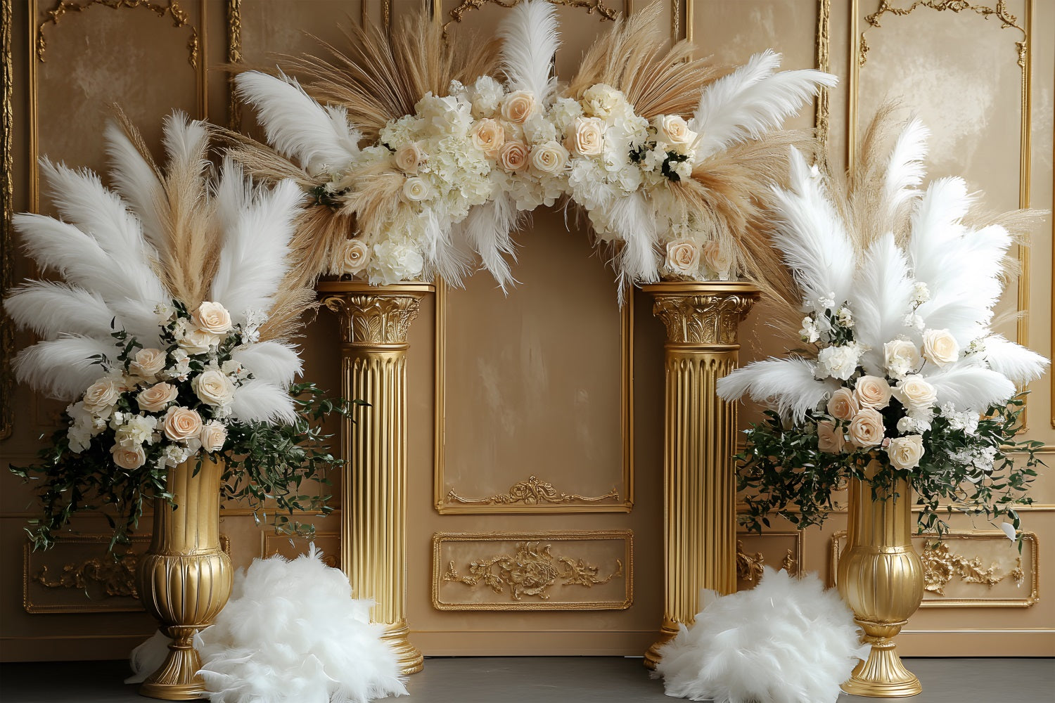 Sfondo Ad Arco Floreale Boho Rustico Eleganza RR8-453