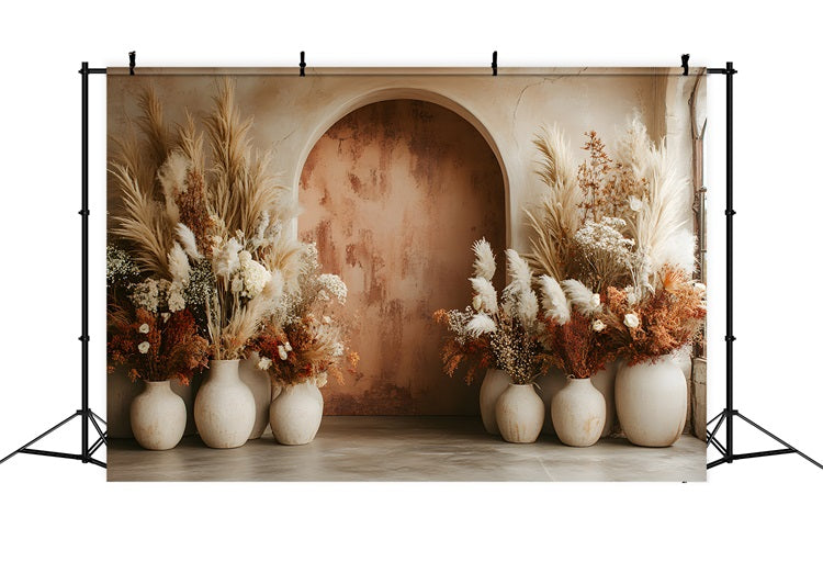 Sfondo Boho Pampa In Terracotta Con Arco RR8-482