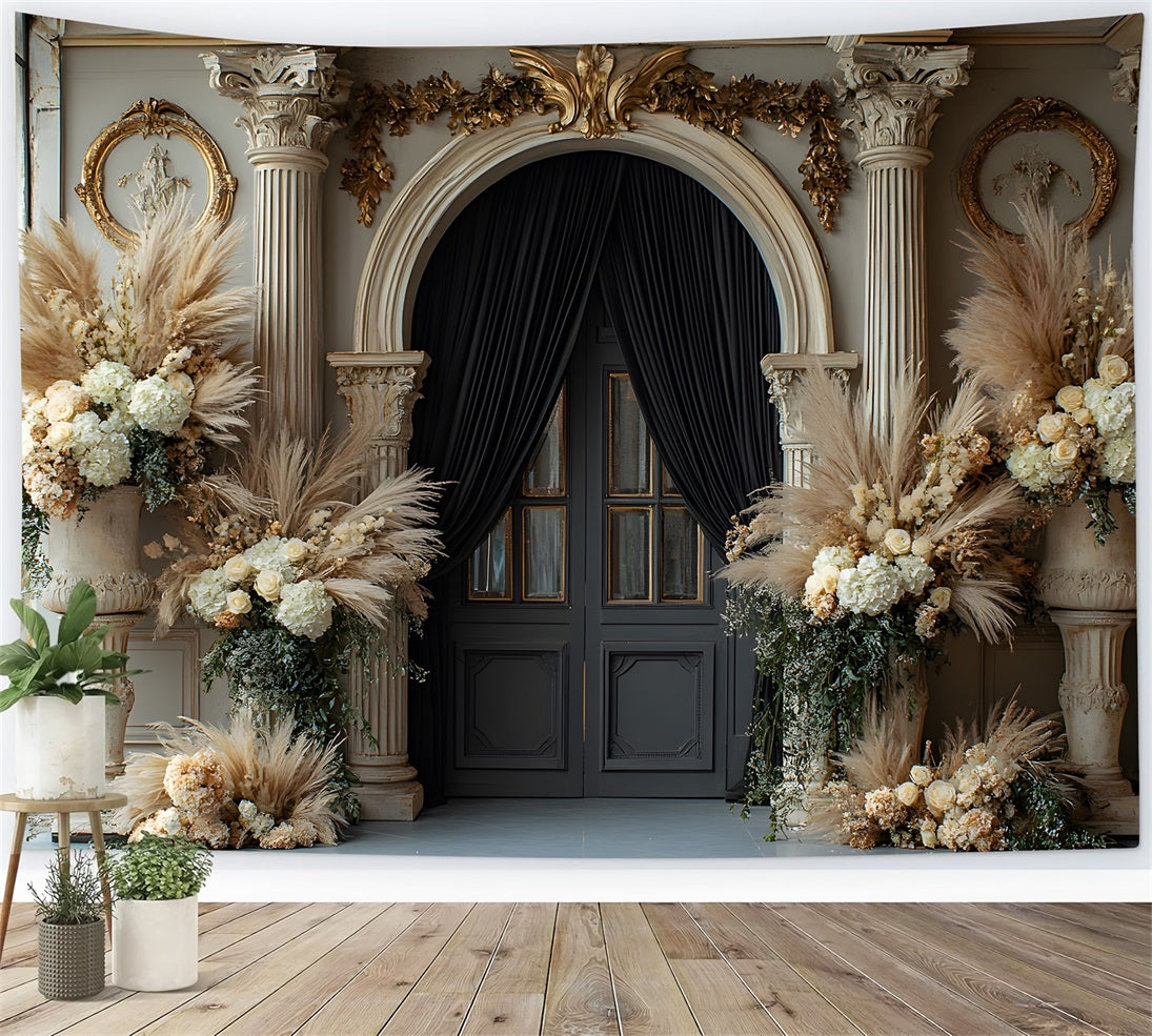 Sfondo Vintage Boho Con Arco Floreale Romantico Nel Deserto RR8-495