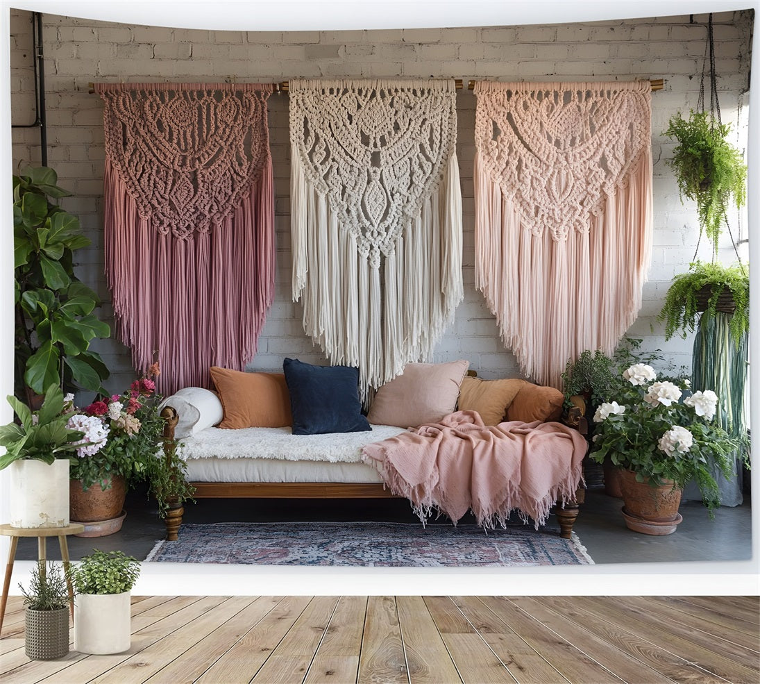 Fondale Bohemien Sospeso In Triplo Macrame RR8-503