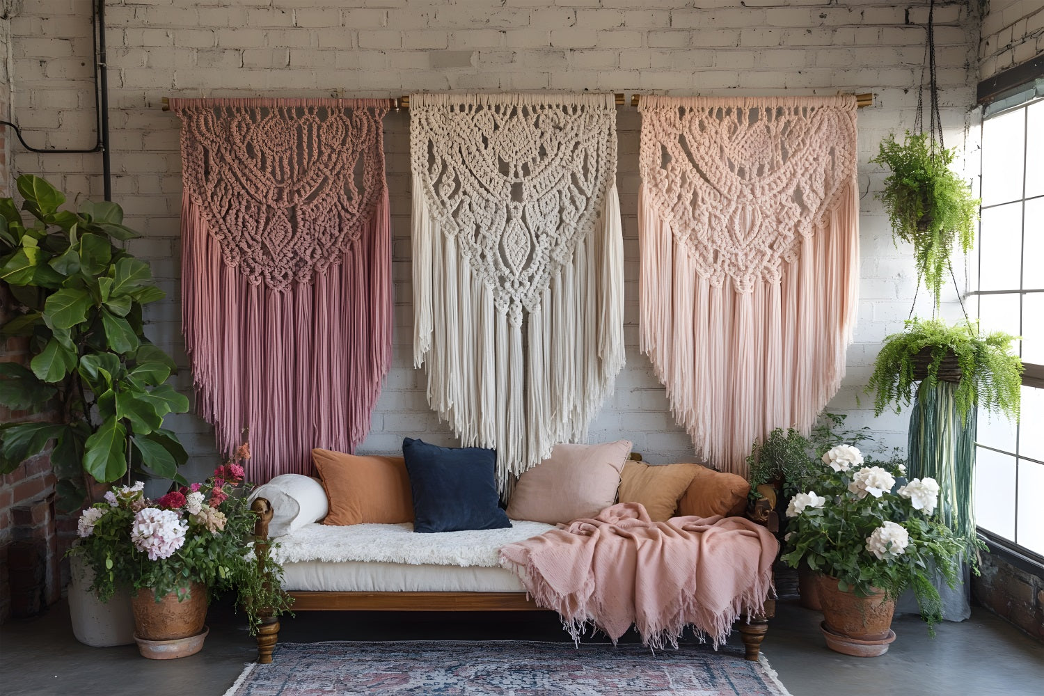 Fondale Bohemien Sospeso In Triplo Macrame RR8-503