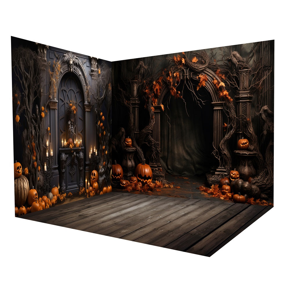 Set Per Camera Con Sfondo Zucca Per Porta Ad Arco Da Muro Di Halloween RR8-639