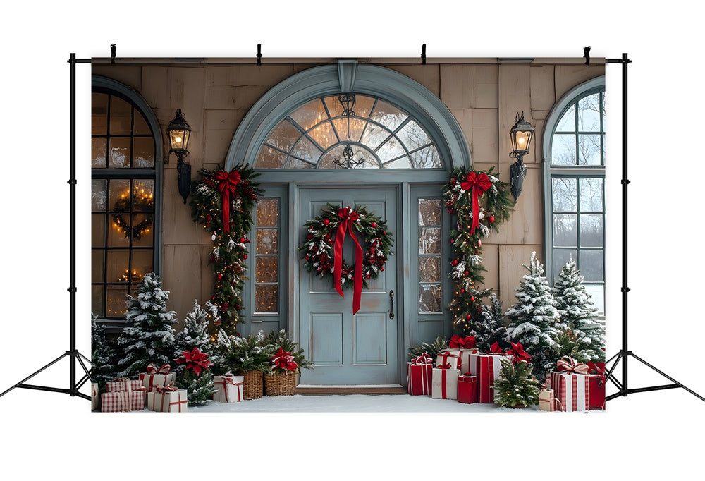 Sfondo Di Scatole Regalo Per Porta Della Casa Di Natale RR8-78