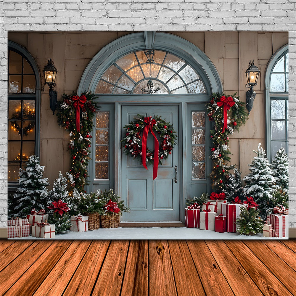 Sfondo Di Scatole Regalo Per Porta Della Casa Di Natale RR8-78
