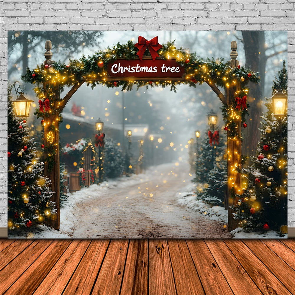 Sfondo Luminoso Della Fattoria Degli Alberi Della Ghirlanda Di Natale RR8-81