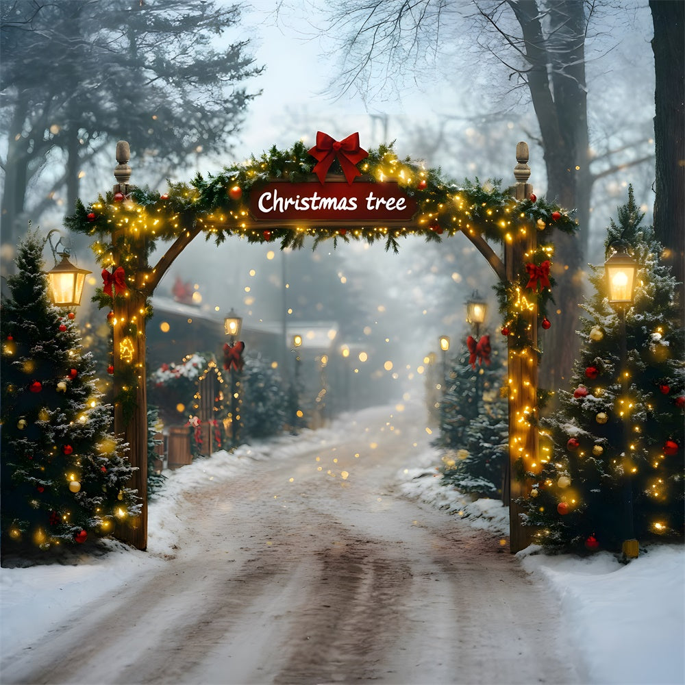 Sfondo Luminoso Della Fattoria Degli Alberi Della Ghirlanda Di Natale RR8-81