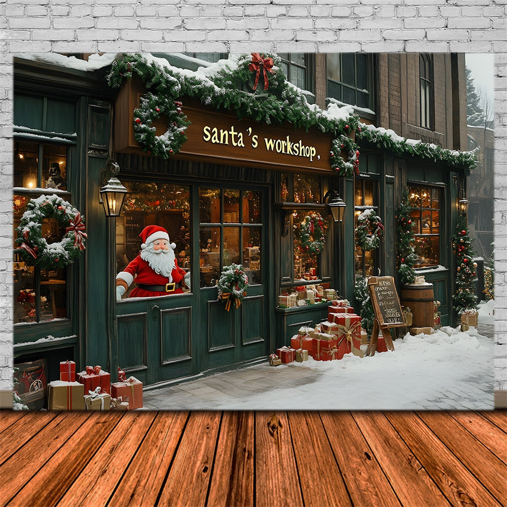 Sfondo Di Neve Del Laboratorio Di Babbo Natale Di Natale RR8-84
