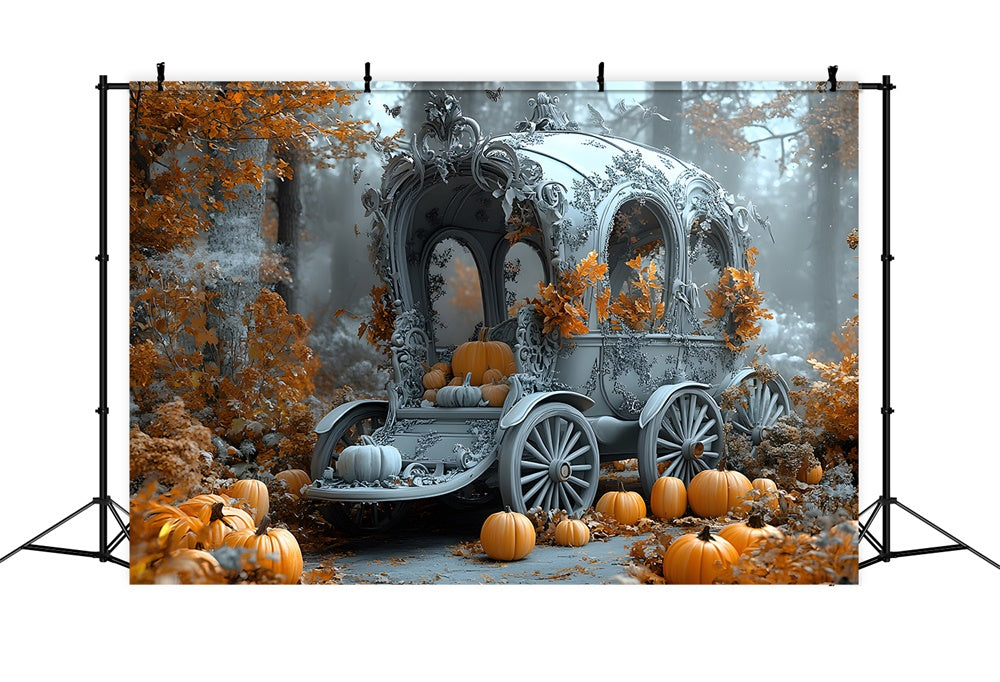Sfondo Del Carrello Della Zucca Della Foresta Di Acero Silenzioso Di Halloween RR9-104