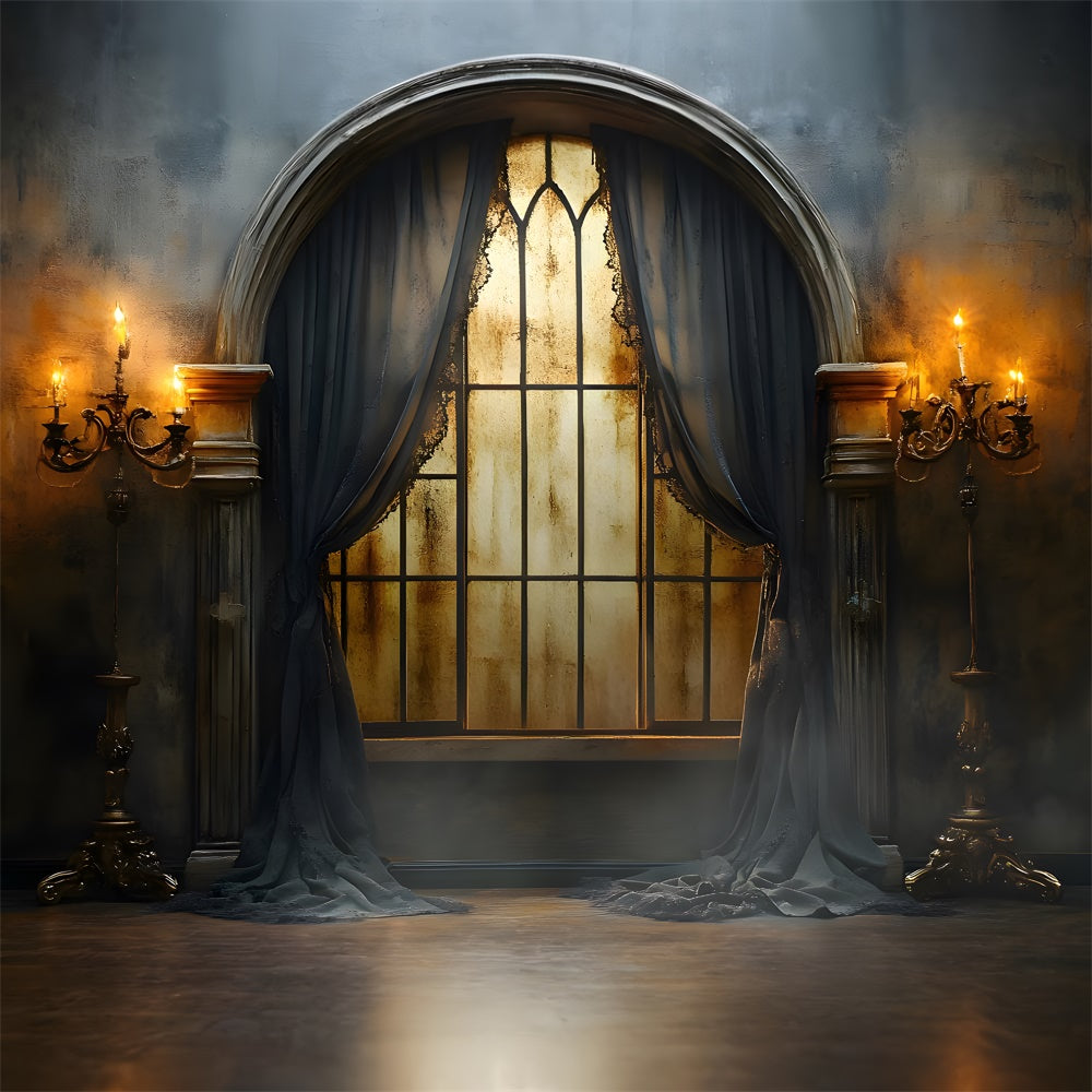 Sfondo Per Finestra Con Candele Da Parete Vintage Di Halloween RR9-118