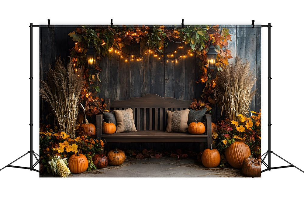 Divano Da Parete In Legno Autunnale Con Foglie Secche Sullo Sfondo RR9-3