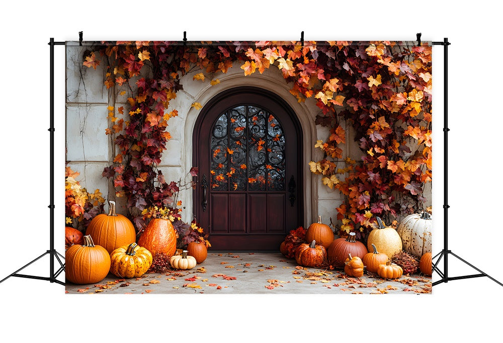 Sfondo Di Zucca Autunnale Porta Foglie D'Acero RR9-39