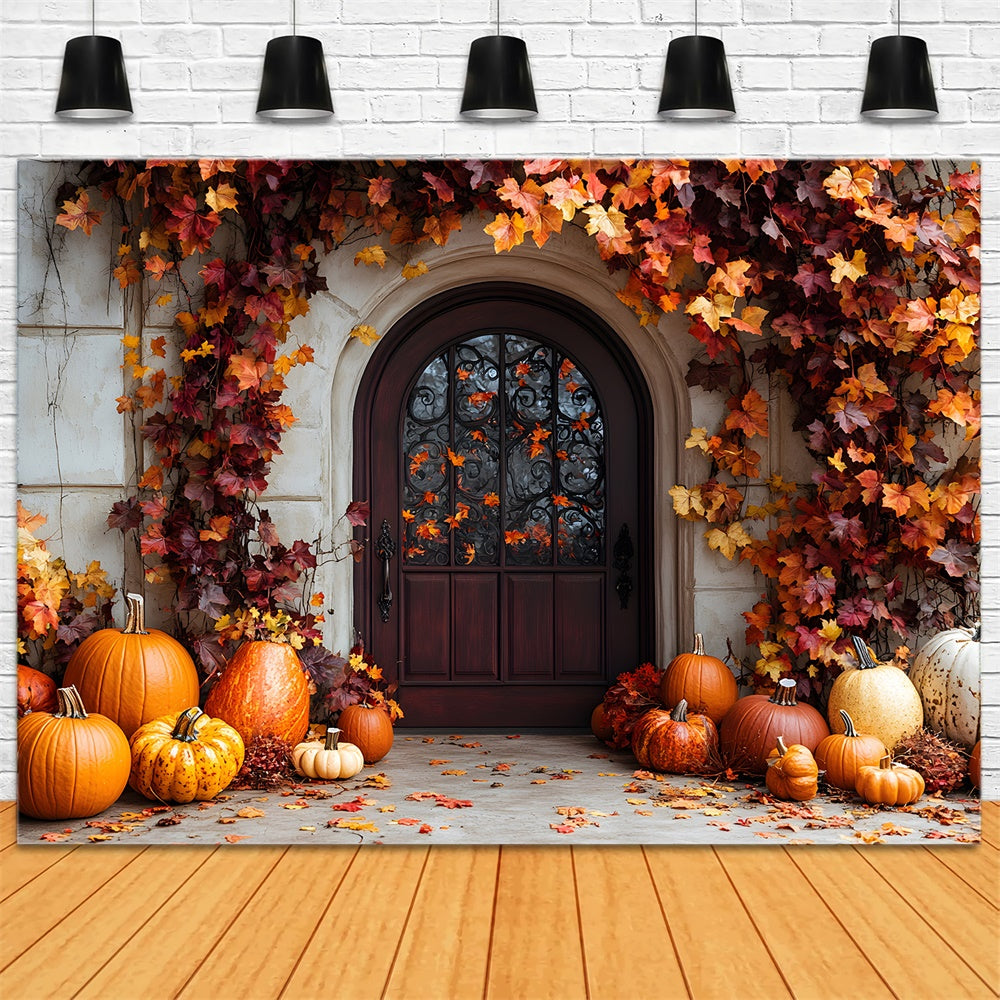 Sfondo Di Zucca Autunnale Porta Foglie D'Acero RR9-39