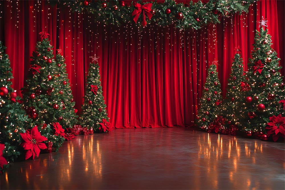 Sfondo Fotografico Per Sipario Con Alberi Di Natale RR9-53