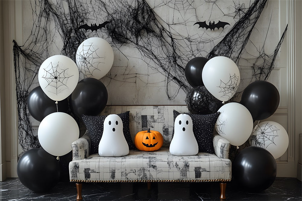 Sfondo Di Decorazioni Di Zucca Fantasma Di Palloncini Di Halloween RR9-86