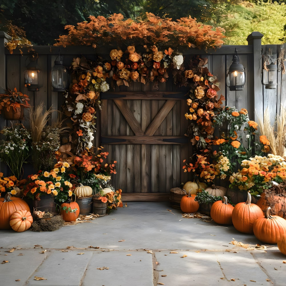 Sfondo Di Fiori Secchi Porta Del Fienile Rustico Autunnale RR9-9