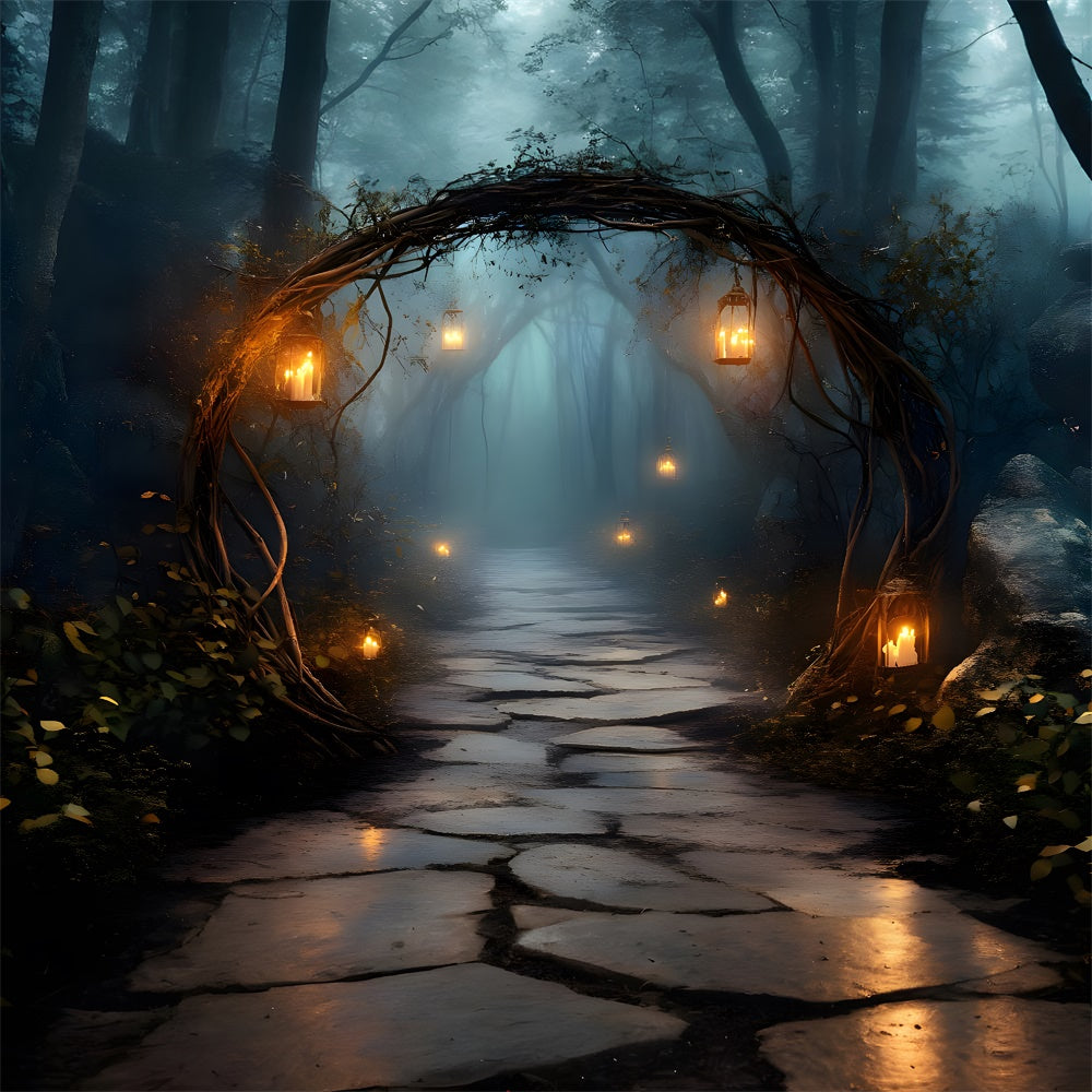 Sfondo Dell'Ingresso Della Foresta Misteriosa Della Notte Di Halloween RR9-90