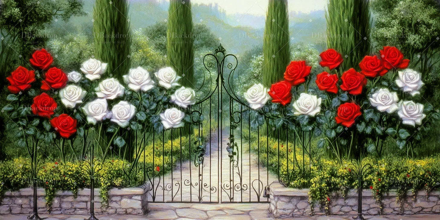 Fondale Per Cinema Con Rose Rosse E Bianche Fondali Per Palcoscenico CSH59-T16