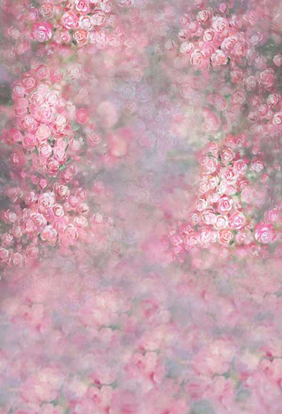 Pink Flowers Blurry Backdrop for Newborn Children Photography S-100