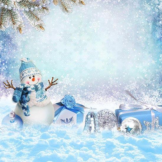 Sfondo Natalizio Con Pupazzo Di Neve E Neve Per Fotografia Di Neonati S-3252