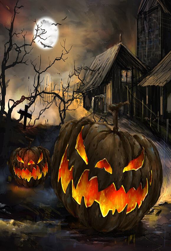 Spooky Pumpkins Halloween Party Backdrop for Photos