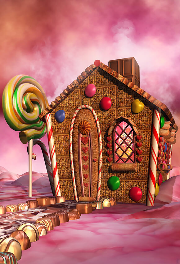 Baby Pink Backdrop Candy and House Background Cute Backdrop UK