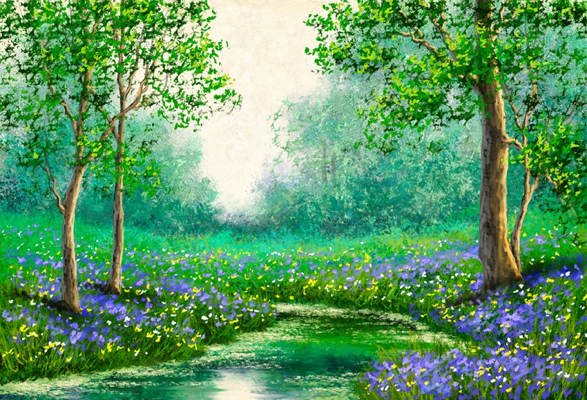 Spring Tree River in the Forest Backdrop for Photo Shoot