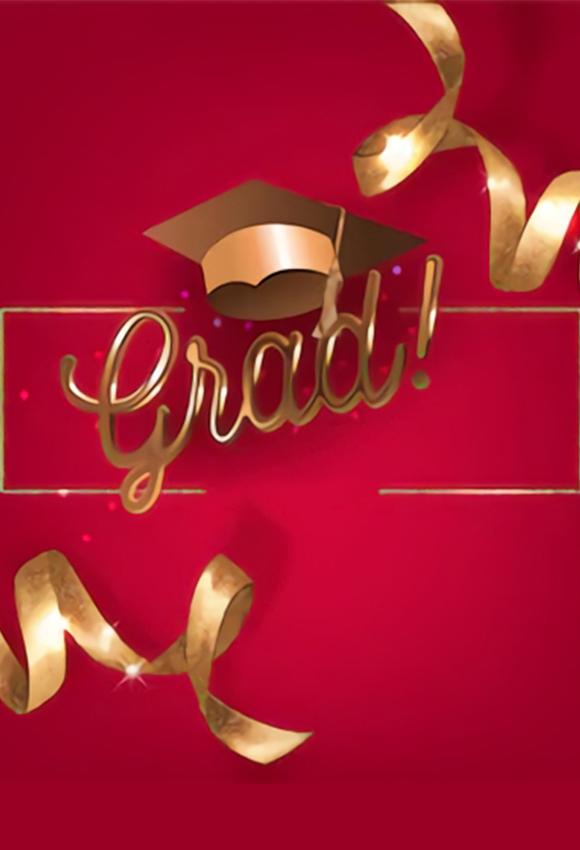 Red Graduation Backdrop School Party Banner for Photo Booth SH-268