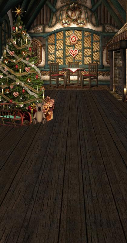 Regalo Per Albero Di Natale Casa In Legno Fondale Per Cabina Fotografica ST-452