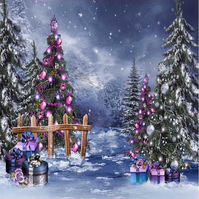 Sfondo Fotografico Regalo Albero Di Luci Di Natale Viola ST-459