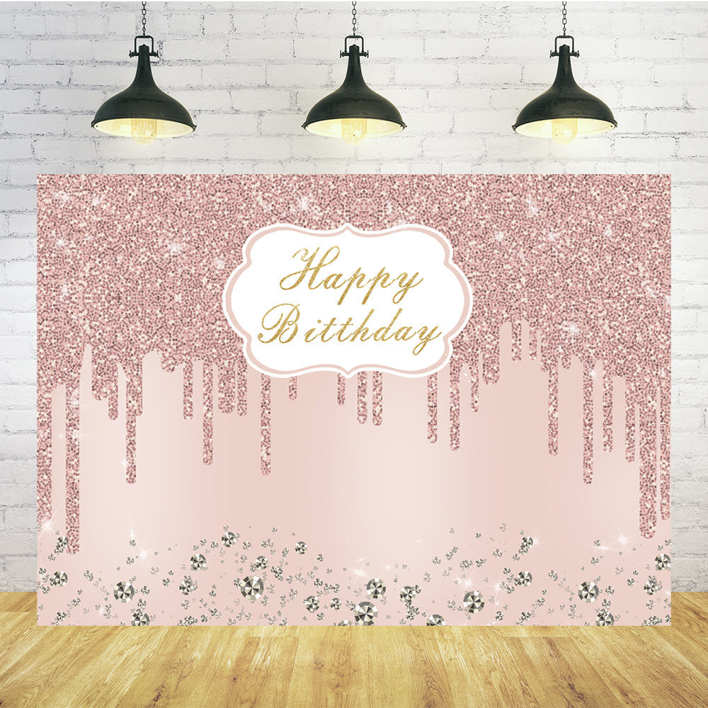 Sfondo Personalizzato Compleanno Scintillante In Oro Rosa Con Diamanti TKH1536