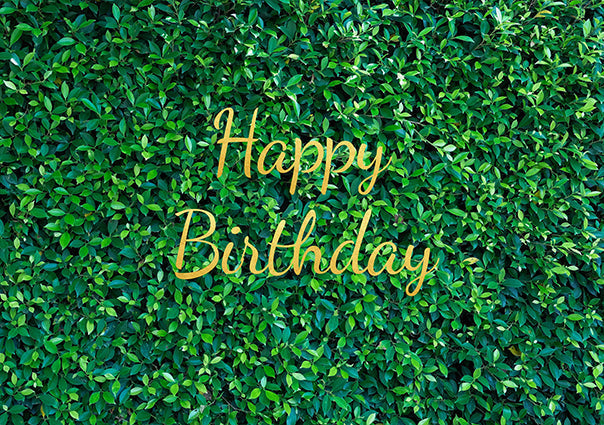 Sfondo Da Parete Con Foglie Verdi Di Compleanno Personalizzato TKH1552