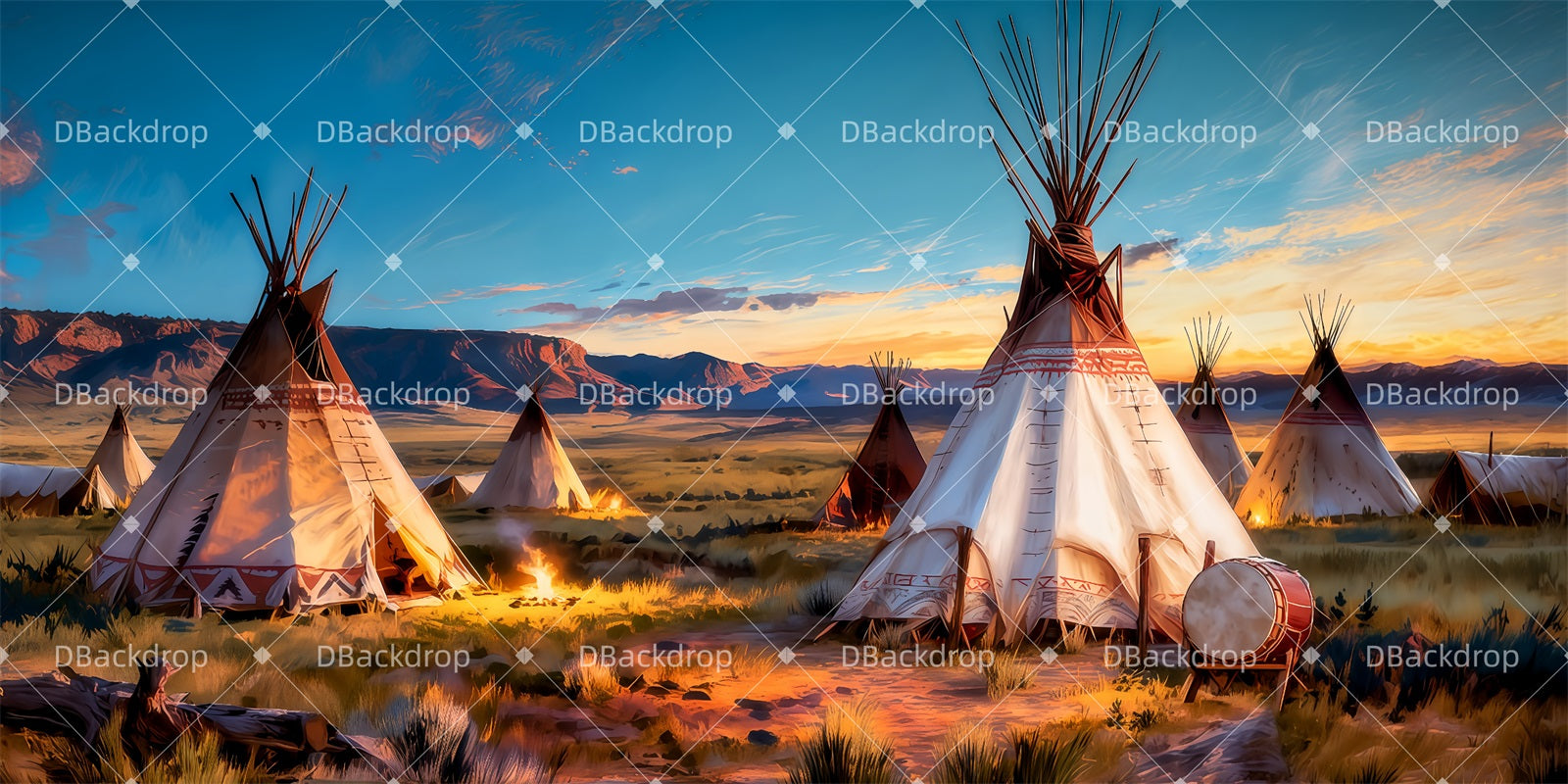 Fondale Per Palcoscenico Scenario Di Accampamento Indiano Fondali Per Teatro TWW511-T16