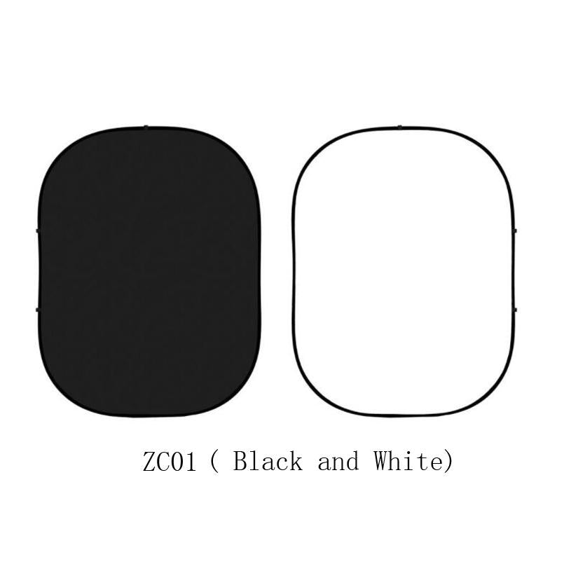 Collapsible Double-sided Black and White Photo Backdrop 5x6.5ft(1.5x2m) ZC01