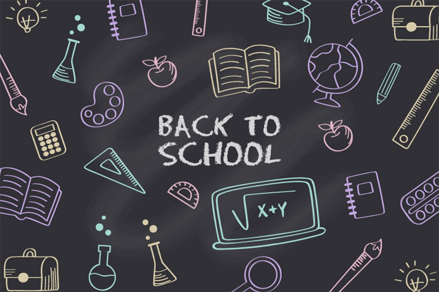 Strumenti Di Studio Lavagna Ritorno A Scuola Sfondo BRP7-48