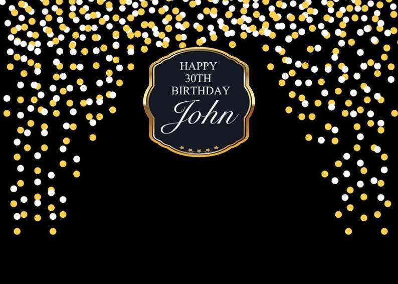 Sfondo Fotografico Personalizzato Per Compleanno Sfondo Fotografico Con Punti Gialli E Bianchi Per La Decorazione Del 30 Anniversario DBD22