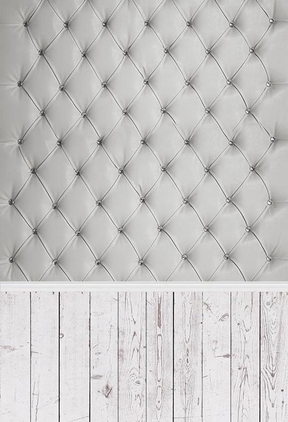 Headboard Tufed Wood Floor Photography Backdrops LV-127