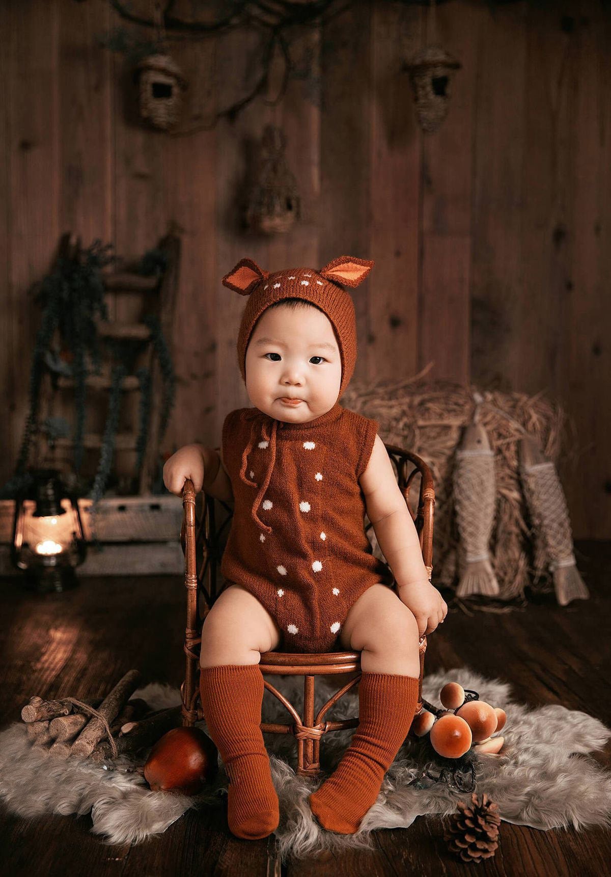 Dbackdrop Cestino Di Bambu Supporto Per Foto Neonato SYPJ9